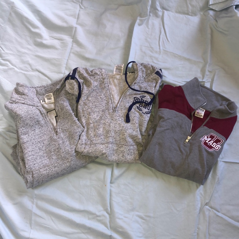 3 PINK quarter zips